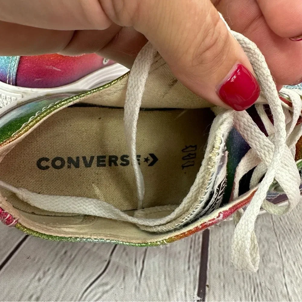 converse all star rainbow glitter low tops kids youth sz 2 ROYGBIV